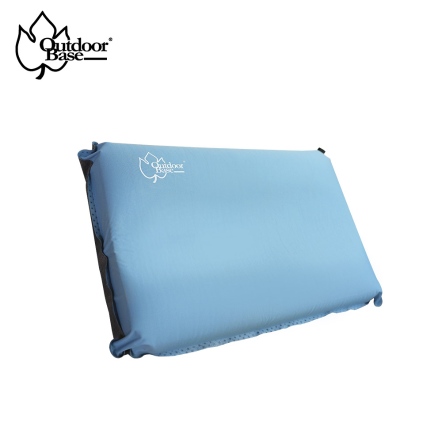 【Outdoorbase】3D舒壓自動充氣枕頭/冰藍色