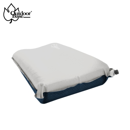 【OutdoorBase】3D舒壓自動充氣枕頭-白/藍